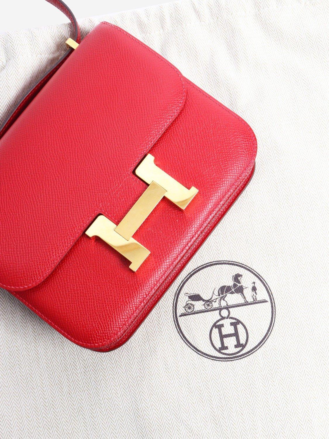 Product image 7 of 9, which shows Pre-loved Hermès Constance 18 Epsom Leather Crossbody Bag, Red