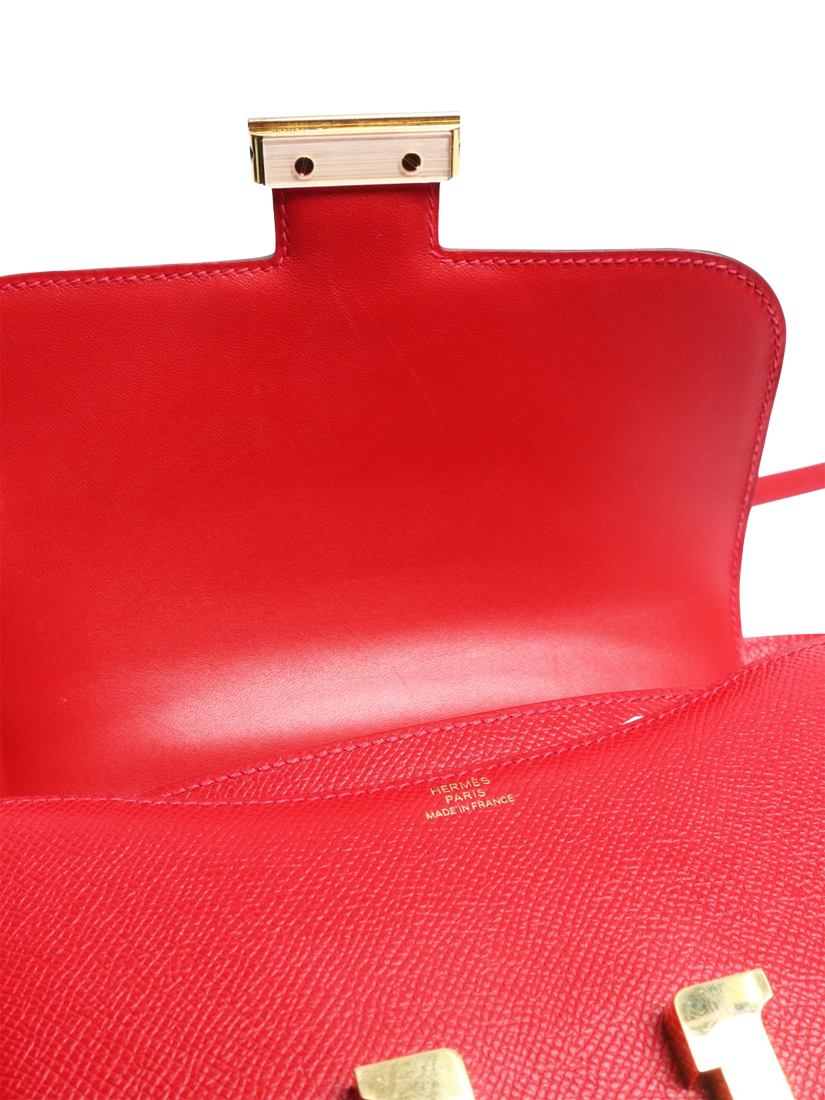 Product image 8 of 9, which shows Pre-loved Hermès Constance 18 Epsom Leather Crossbody Bag, Red