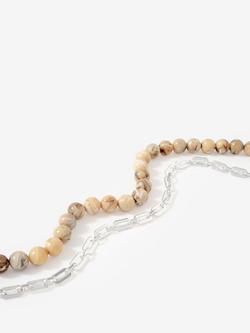 Mint Velvet Beaded Chain Layered Necklace, Cream - view 2, Cream