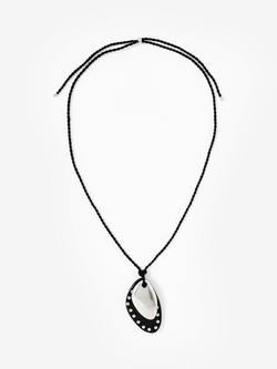Mint Velvet Studded Pendant Rope Necklace, Black, Black