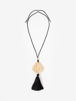 Mint Velvet Shell Tassel Pendant Rope Necklace, Black/Multi, Black/Multi