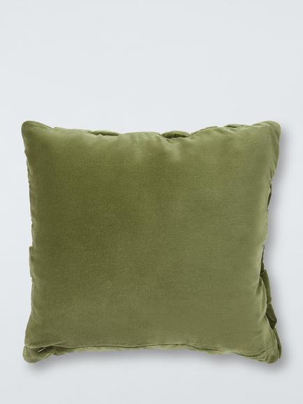 John Lewis Velvet Basket Weave Cushion - view 2, Avocado