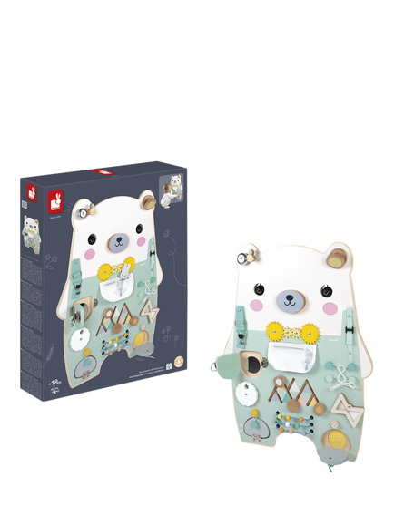 Janod Bear Busy Board Early Learning Activity Toy, Multi