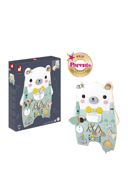 Janod Bear Busy Board Early Learning Activity Toy - view 2, Multi
