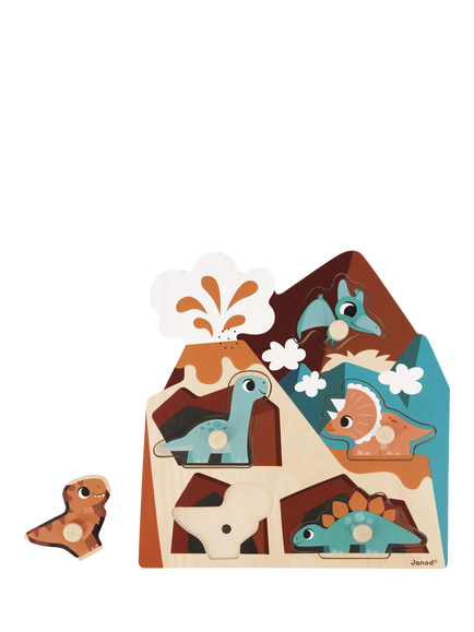 Janod Dinosaur Wooden Sound Jigsaw Puzzle, 5 Piece, Multi