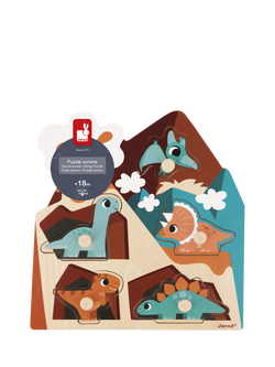 Janod Dinosaur Wooden Sound Jigsaw Puzzle, 5 Piece - view 2, Multi