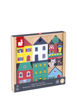 Janod City Blocks Wooden Cubes Set, 36 Piece, Multi