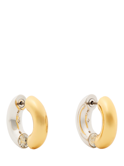 kate spade new york Two Tone Interlock Hoop Earrings, Silver/Gold, Silver/Gold