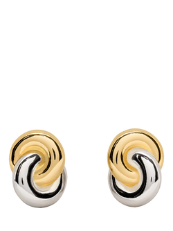 kate spade new york Two Tone Interlock Swirl Stud Earrings, Silver/Gold, Silver/Gold