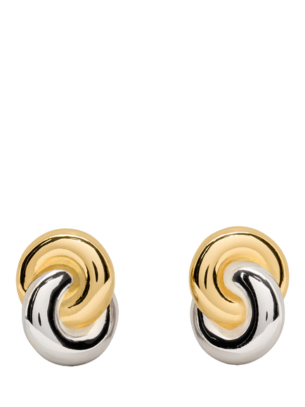 kate spade new york Two Tone Interlock Swirl Stud Earrings, Silver/Gold, Silver/Gold