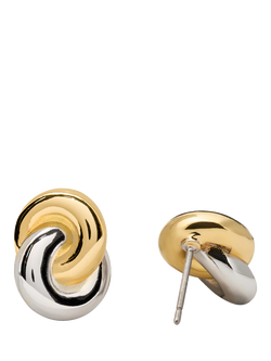kate spade new york Two Tone Interlock Swirl Stud Earrings, Silver/Gold - view 2, Silver/Gold