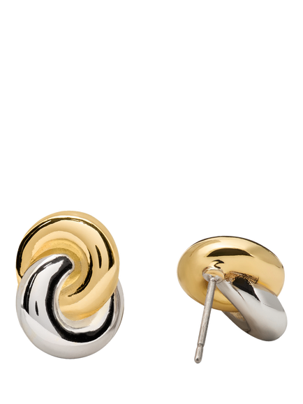 kate spade new york Two Tone Interlock Swirl Stud Earrings, Silver/Gold - view 2, Silver/Gold