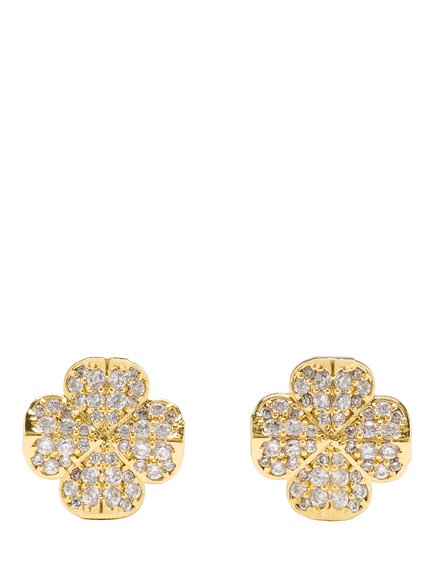 kate spade new york Clover Stud Earrings, Clear/Gold, Clear/Gold