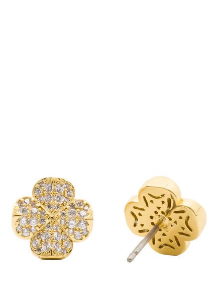 kate spade new york Clover Stud Earrings, Clear/Gold - view 2, Clear/Gold