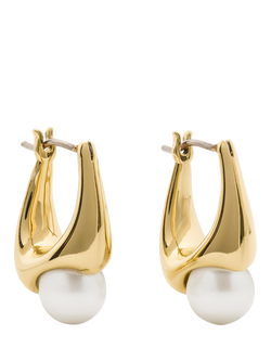 kate spade new york Chunky Pearl Hoop Earrings, Cream/Gold, Cream/Gold