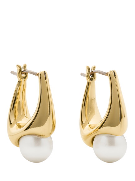 kate spade new york Chunky Pearl Hoop Earrings, Cream/Gold, Cream/Gold