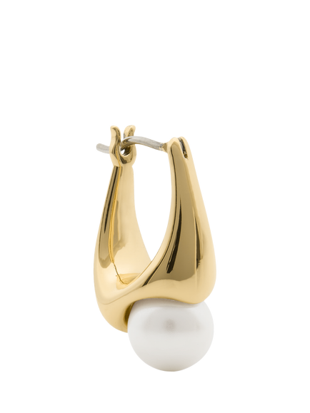kate spade new york Chunky Pearl Hoop Earrings, Cream/Gold - view 2, Cream/Gold