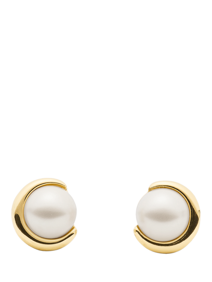kate spade new york Faux Pearl Half Moon Stud Earrings, Cream/Gold, Cream/Gold