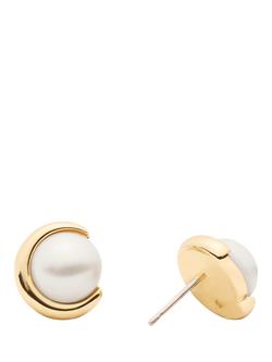 kate spade new york Faux Pearl Half Moon Stud Earrings, Cream/Gold - view 2, Cream/Gold