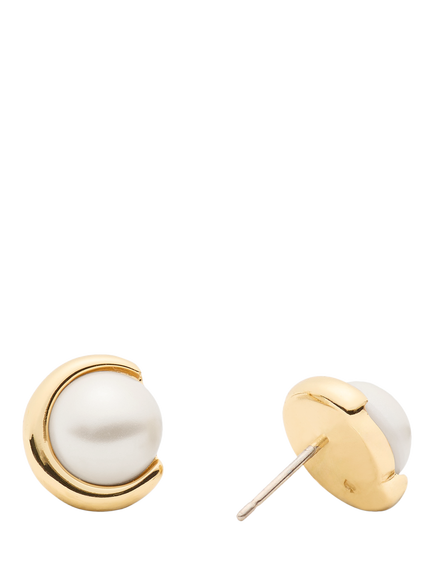 kate spade new york Faux Pearl Half Moon Stud Earrings, Cream/Gold - view 2, Cream/Gold