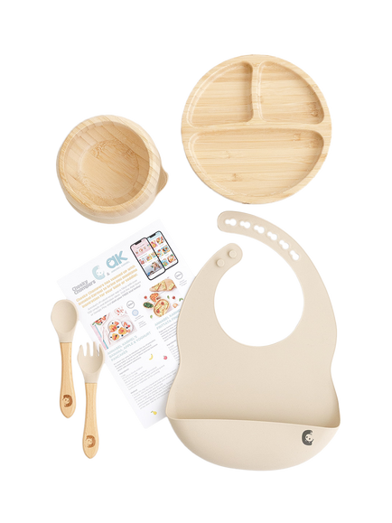 Cheeky Chompers 6-Piece Bamboo Weaning Set, Sand, Sand