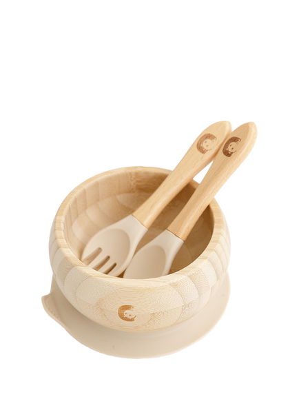 Cheeky Chompers 6-Piece Bamboo Weaning Set, Sand - view 2, Sand