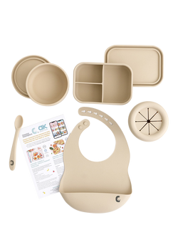 Cheeky Chompers Silicone Weaning & Snack Set, Sand, Sand