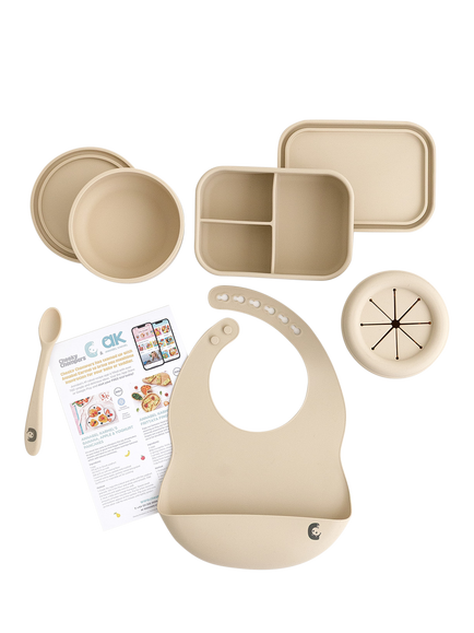 Cheeky Chompers Silicone Weaning & Snack Set, Sand, Sand