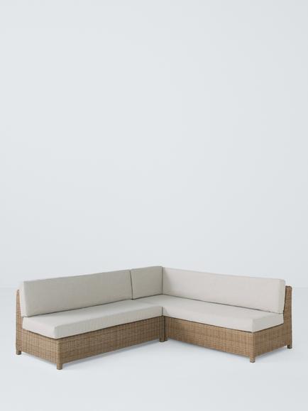 John Lewis Platform Rattan 7-Seater Corner Garden Dining/Lounge Set with Height-Adjustable Table, Natural - view 2, Natural