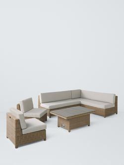 John Lewis Platform Rattan 7-Seater Corner Modular Garden Sofa Set, Natural - view 2, Natural