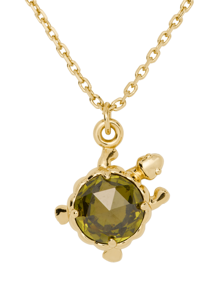 kate spade new york Cubic Zirconia Turtle Necklace, Green - view 2, Green