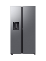 Samsung OUTLET Series 8 RS80F66KBTEU Freestanding 65/35 Smart American Fridge Freezer with On-device Bixby, Like New, Silver