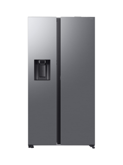 Samsung OUTLET Series 8 RS80F66KBTEU Freestanding 65/35 Smart American Fridge Freezer with On-device Bixby, Like New, Silver, Silver
