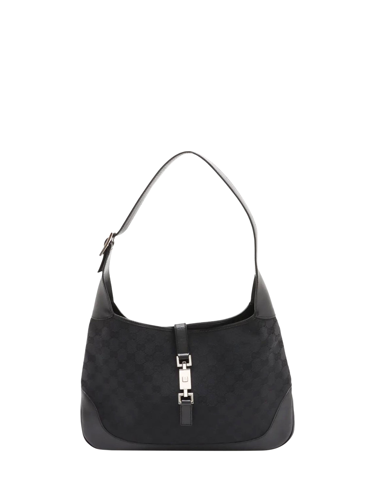 Product image 1 of 10, which shows Pre-loved GUCCI GG Canvas Jackie Shoulder Bag, Black