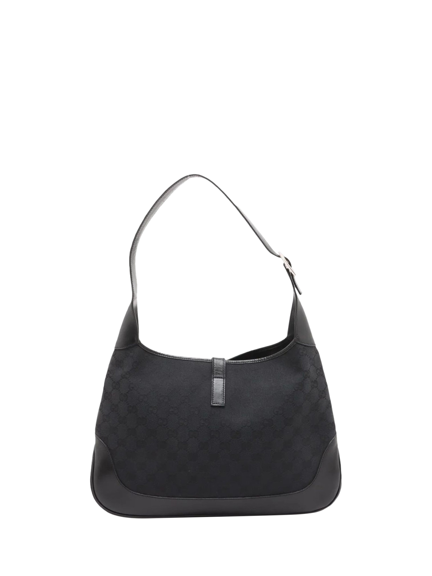 Product image 2 of 10, which shows Pre-loved GUCCI GG Canvas Jackie Shoulder Bag, Black