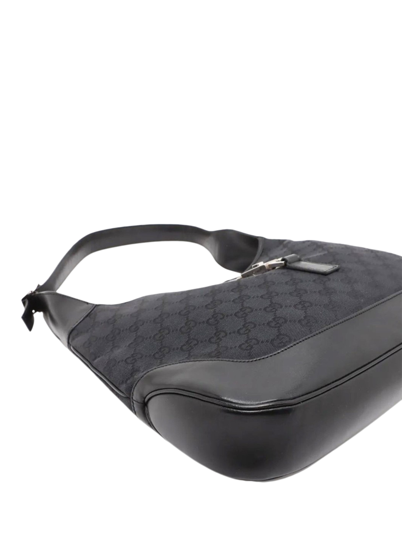 Product image 4 of 10, which shows Pre-loved GUCCI GG Canvas Jackie Shoulder Bag, Black
