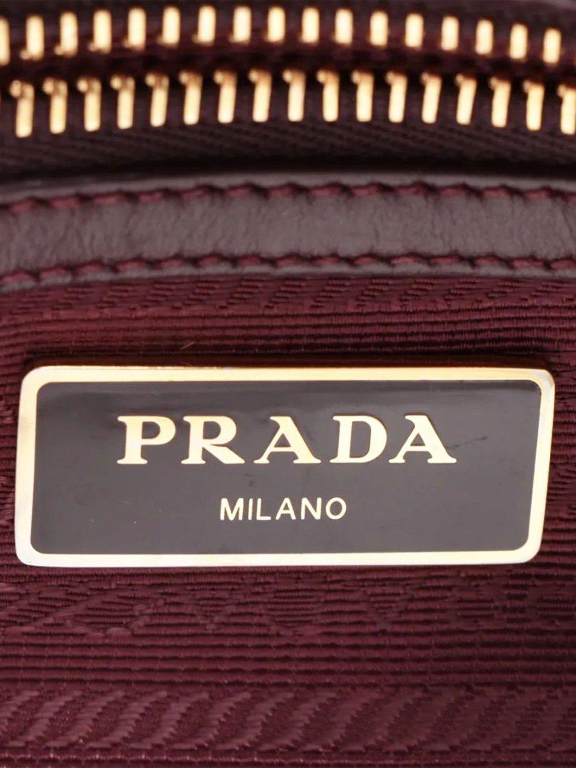 Product image 8 of 10, which shows Pre-loved Prada Nylon Gold Hardware Crossbody Bag, Burgundy