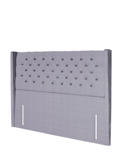 John Lewis Margot Winged Full Depth Upholstered Headboard, Small Double - view 2, Herringbone Grey