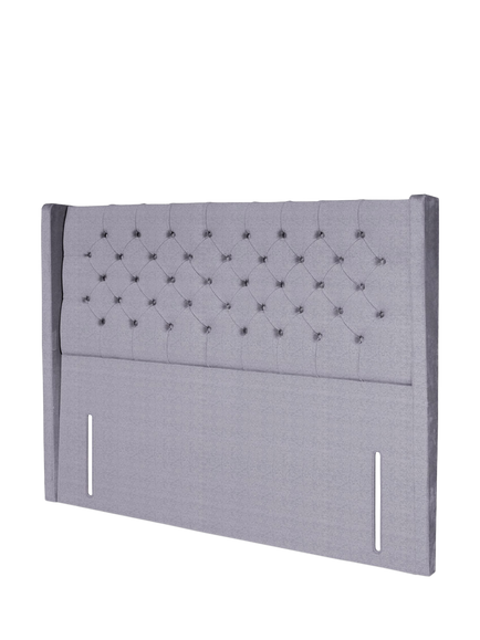 John Lewis Margot Winged Full Depth Upholstered Headboard, Small Double - view 2, Herringbone Grey