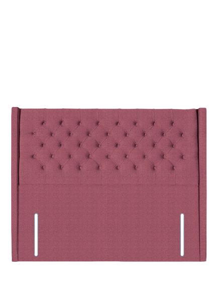 John Lewis Margot Winged Full Depth Upholstered Headboard, Small Double, Herringbone Rose