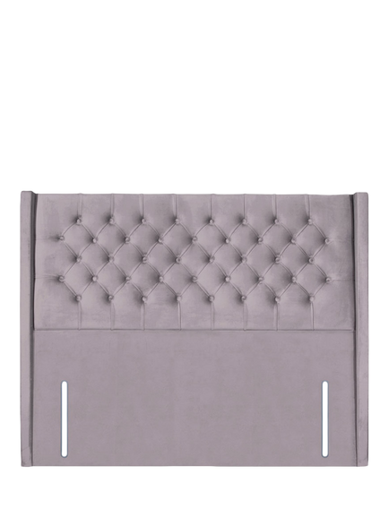 John Lewis Margot Winged Full Depth Upholstered Headboard, Small Double, Velveteen Pebble