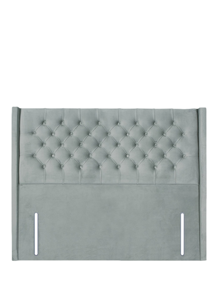 John Lewis Margot Winged Full Depth Upholstered Headboard, Small Double, Velveteen Sage