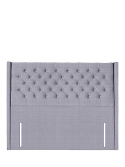 John Lewis Margot Winged Full Depth Upholstered Headboard, Double, Herringbone Grey