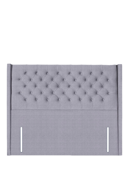 John Lewis Margot Winged Full Depth Upholstered Headboard, Double, Herringbone Grey