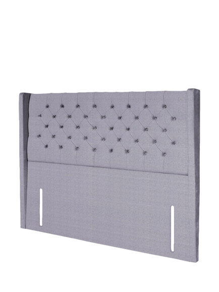 John Lewis Margot Winged Full Depth Upholstered Headboard, Double - view 2, Herringbone Grey