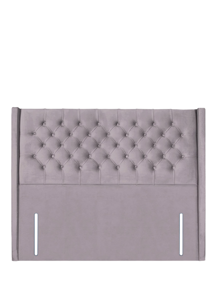 John Lewis Margot Winged Full Depth Upholstered Headboard, Double, Velveteen Pebble