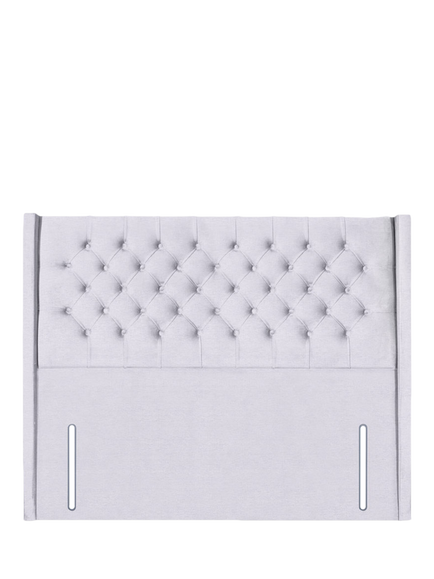John Lewis Margot Winged Full Depth Upholstered Headboard, Double, Brushedweave Silver