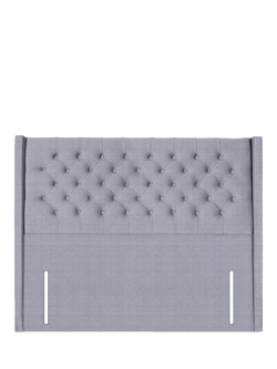 John Lewis Margot Winged Full Depth Upholstered Headboard, King Size, Herringbone Grey