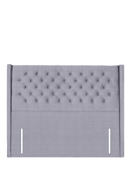 John Lewis Margot Winged Full Depth Upholstered Headboard, King Size, Herringbone Grey