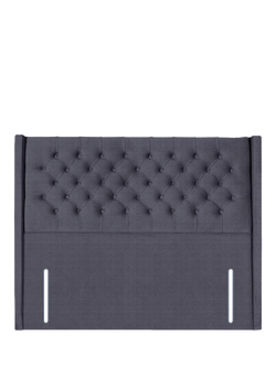John Lewis Margot Winged Full Depth Upholstered Headboard, King Size, Herringbone Shadow